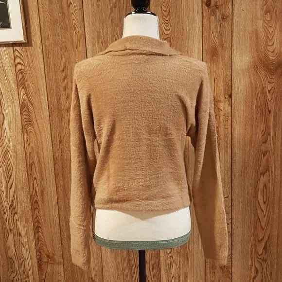 🥀NWT/NWOT Promesa Brown Fuzzy Collared Cardigan (S)🥀 - Picture 6 of 8